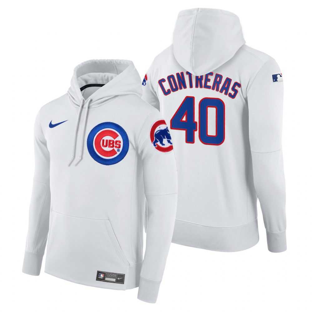 Men Chicago Cubs 40 Contreras white home hoodie 2021 MLB Nike Jerseys